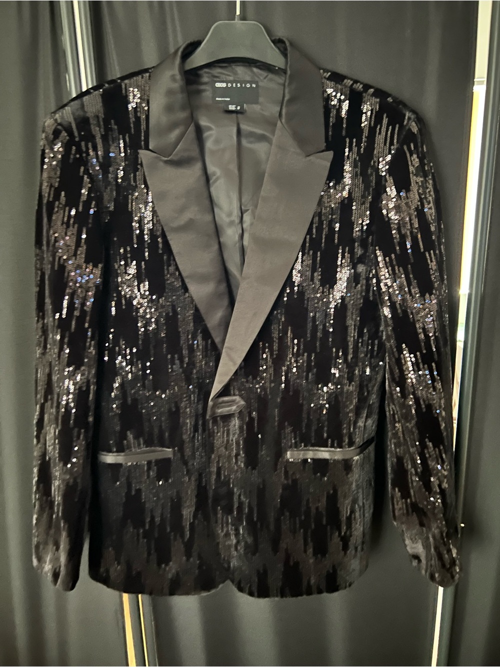 ASOS Black Sequin Tuxedo Blazer
